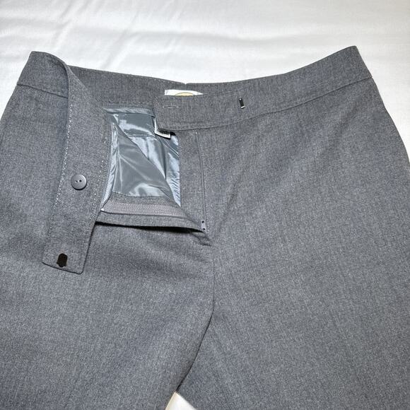 Talbots Womens Petite 12P Italian Wool Pants Gray Lined Wide Leg Cuffed Career - Picture 2 of 13
